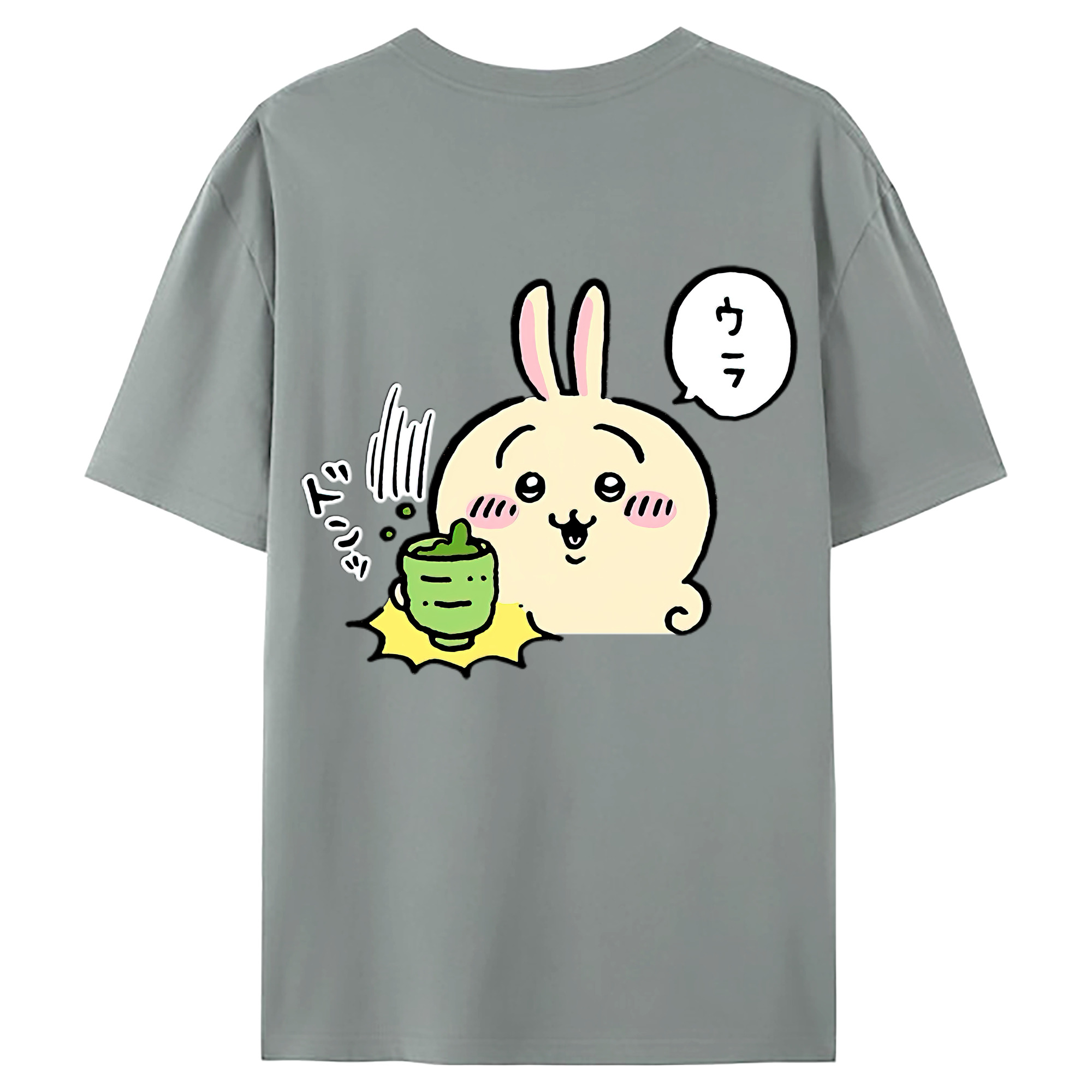 （画像用） ちいかわ うさぎ Chii-kawa usagi 綿100％ メンズ半袖Tシャツ（バックプリント） 通気性